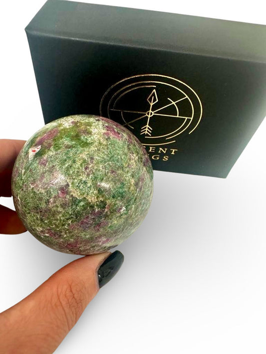 Ruby Fuchsite Crystal Box, Stress & Anxiety Relief Crystals For Healing, Heart Chakra Stone, Spiritual Gifts For Her, Mental Health Gift, Wellbeing Gift