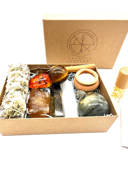 Reiki Healing Crystal Gift Box, Self Care Healing Box, Spiritual Gifts, Birthday Gift, Metaphysical Crystals Kits + Reiki/Guided Meditation Session