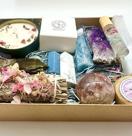 Crystal Night Time Ritual Box, Sleep Reiki Healing Crystals Set, Anxiety Relief Healing Crystals Gift, Reiki Healing/Meditation Session