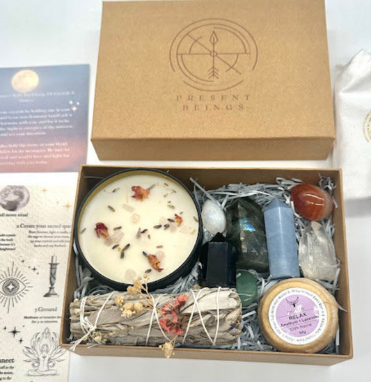 Full Moon Crystal Energy Healing Kit With Moonstone Crystal, Full Moon Ritual Set, Spiritual Gifts, Manifestation Box, Aura Protection
