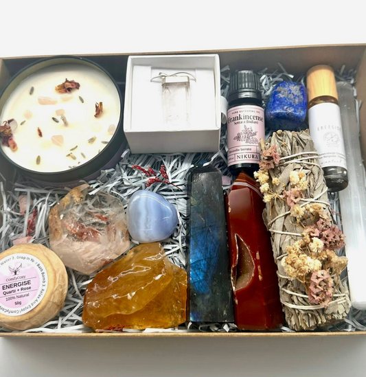 Energize & Happiness Healing Crystals Gift Box, Spiritual Gifts, Energy Boost Healing Crystals Kit, Healing Crystals Birthday Gift Box